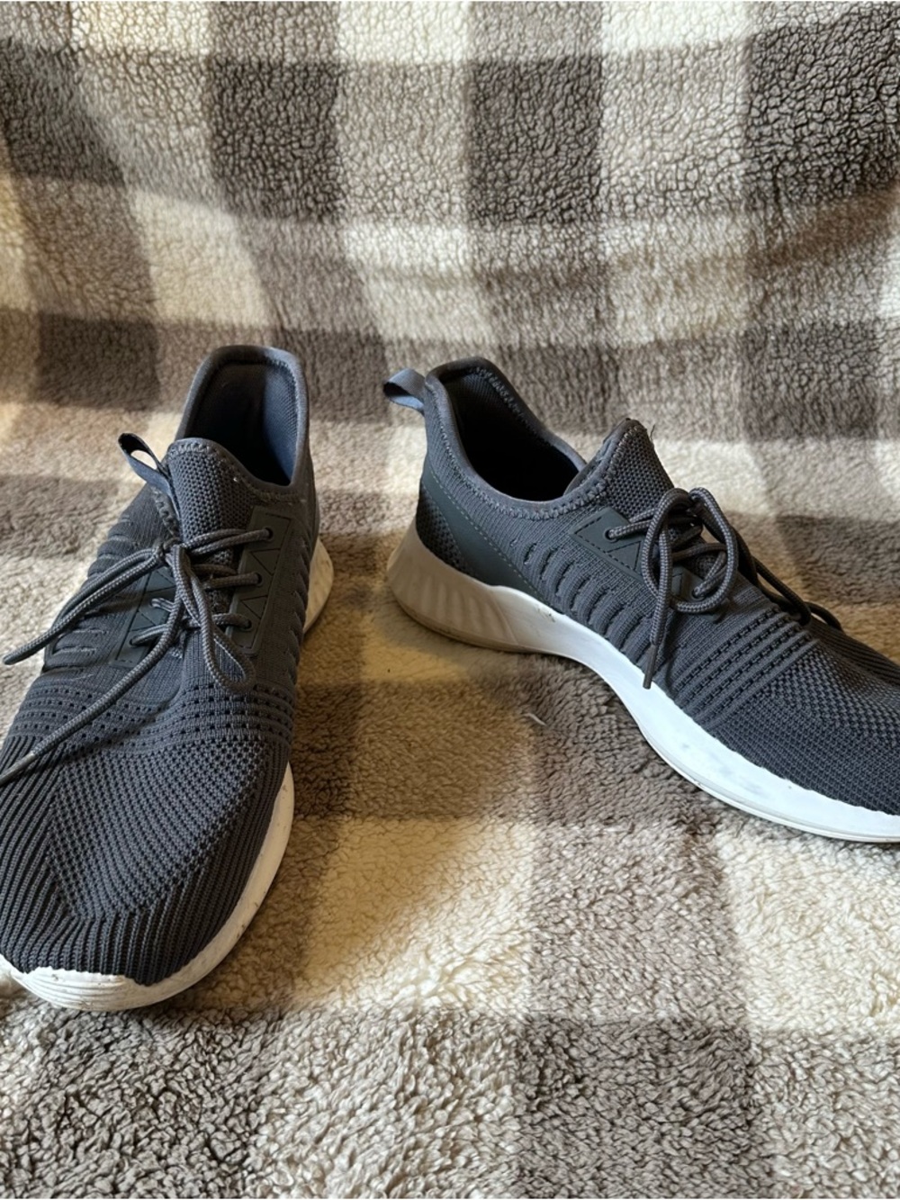 Women’s Gray Knit Athletic Sneakers - Lightweight Comfort